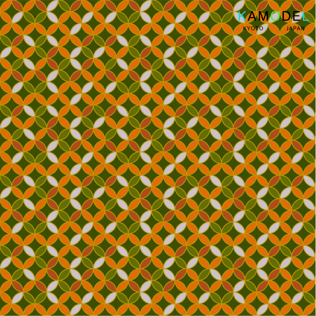 グリーンオレンジの七宝繋ぎ画像