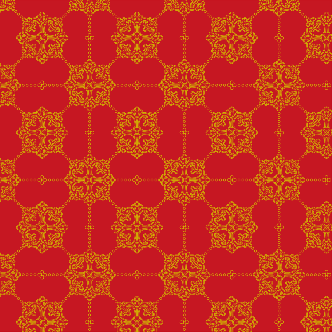 赤地にゴールドの割付文様画像