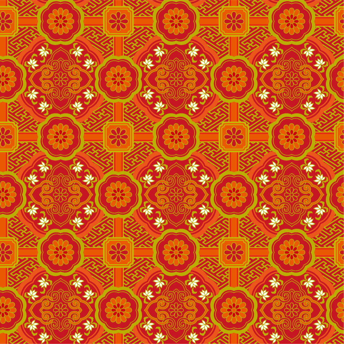 オレンジの蜀江襷文様画像