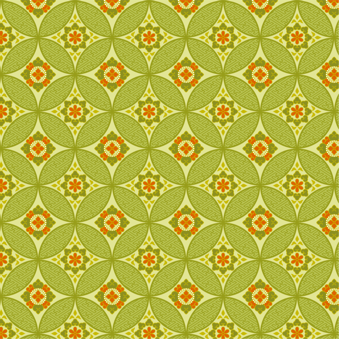 グリーンオレンジの七宝繋ぎ画像