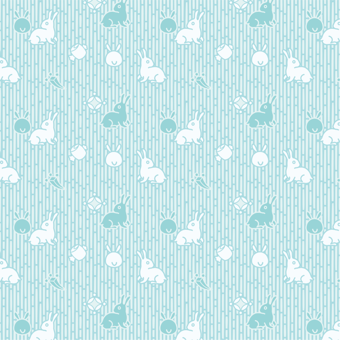 水色の兎文様画像