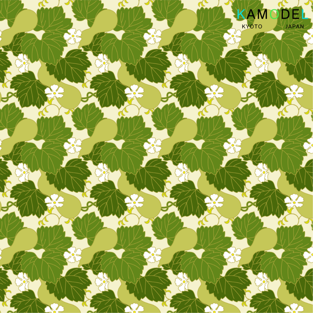 グリーンの瓢箪文様画像