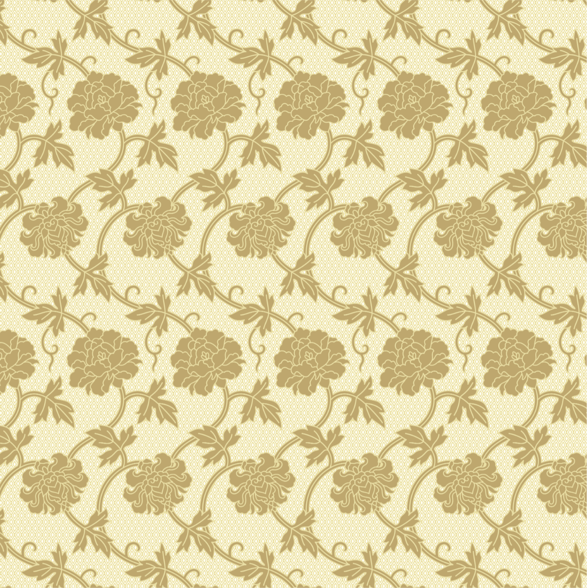 茶系色の牡丹唐草文様画像