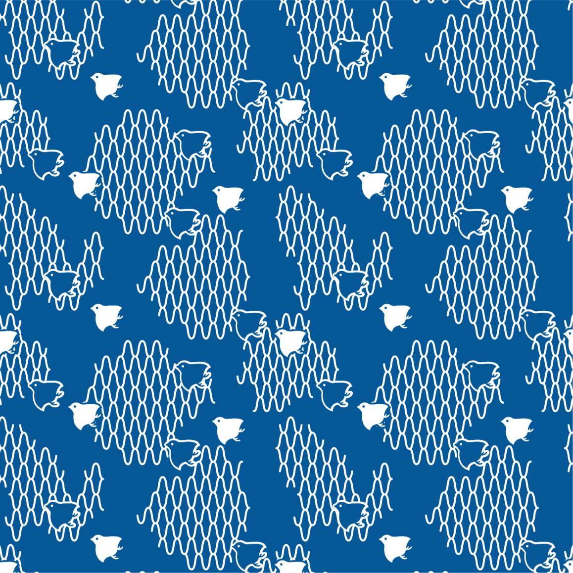 ブルーの網目に千鳥文様画像