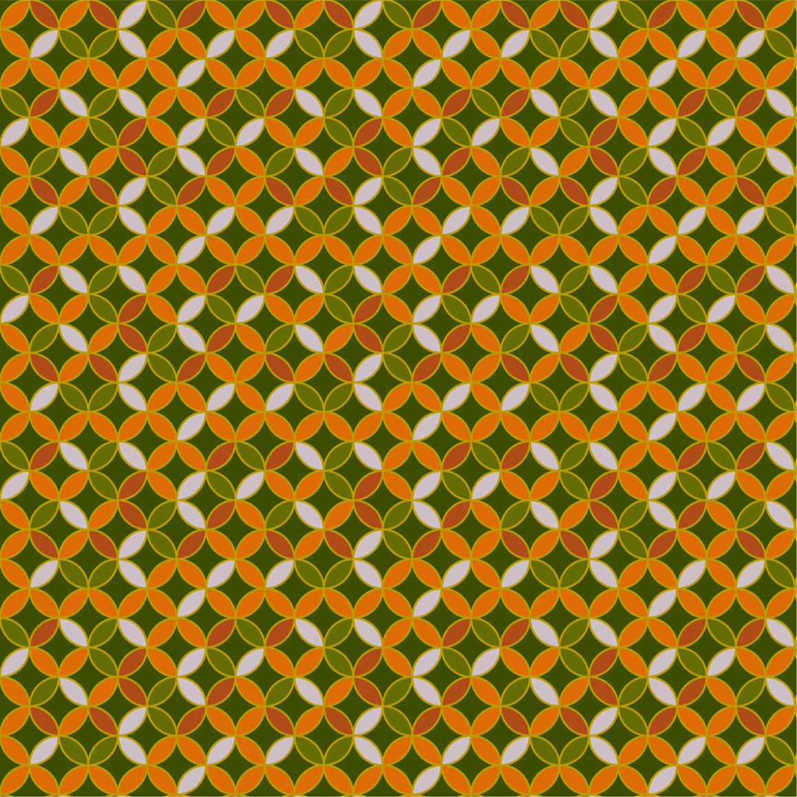 グリーンとオレンジ色の七宝繋ぎ文様画像