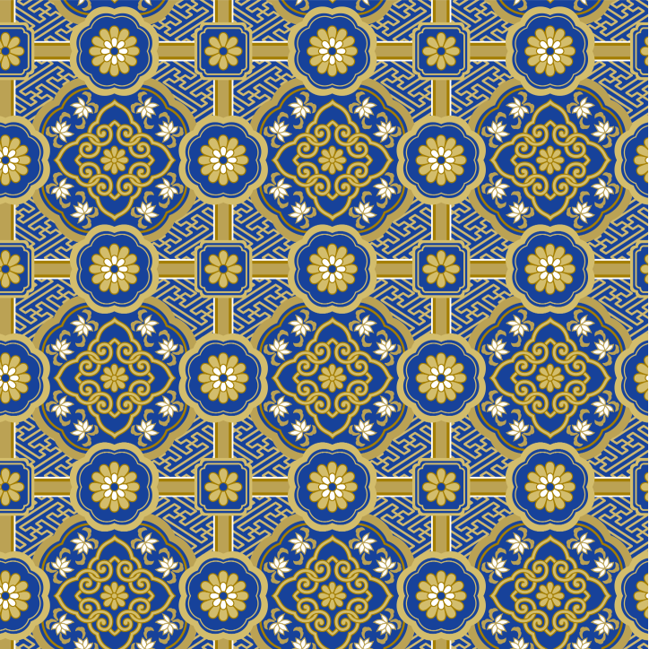 紺地に金色文様の蜀江襷画像