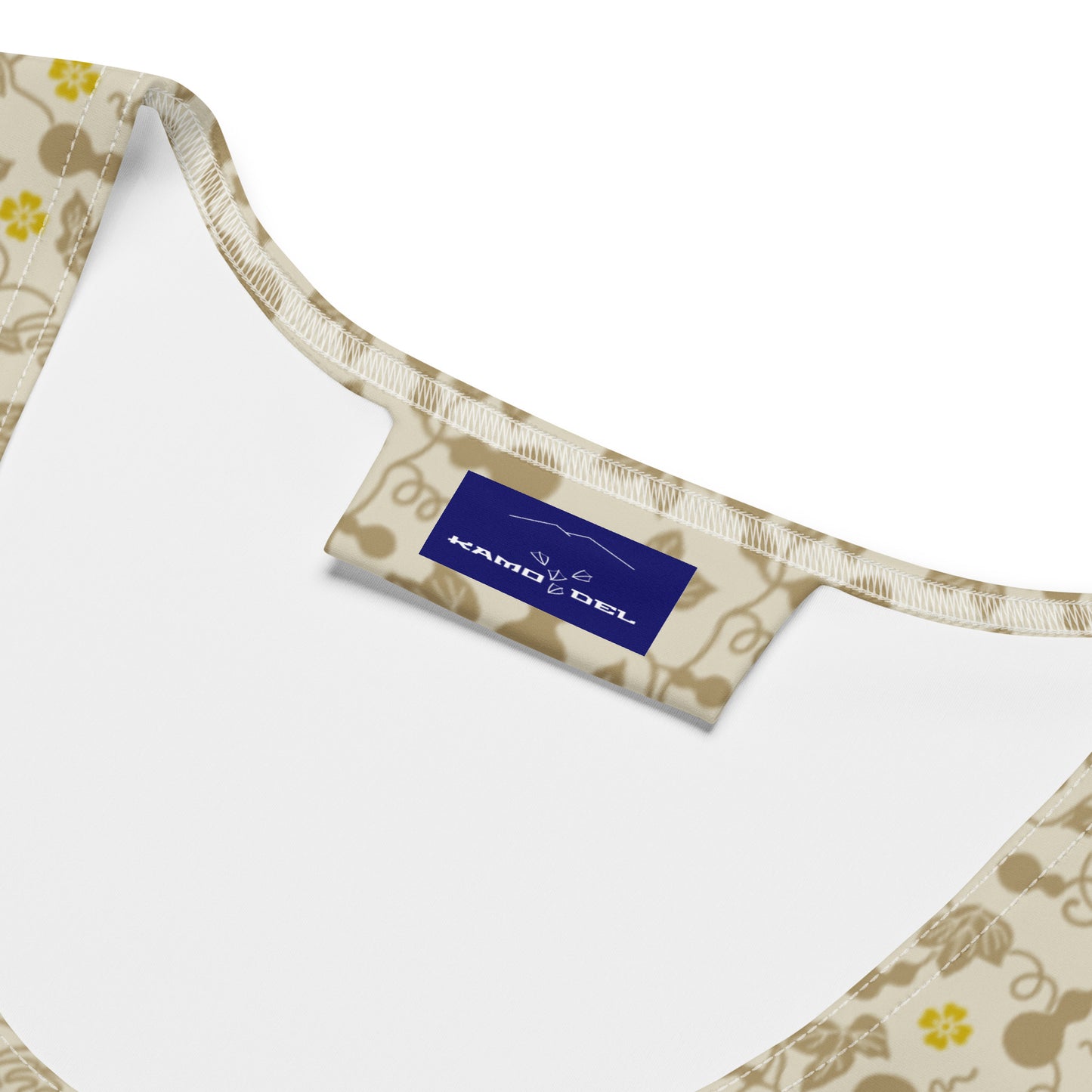 ブラウンの瓢箪文様のレディースワンピースの背面画像