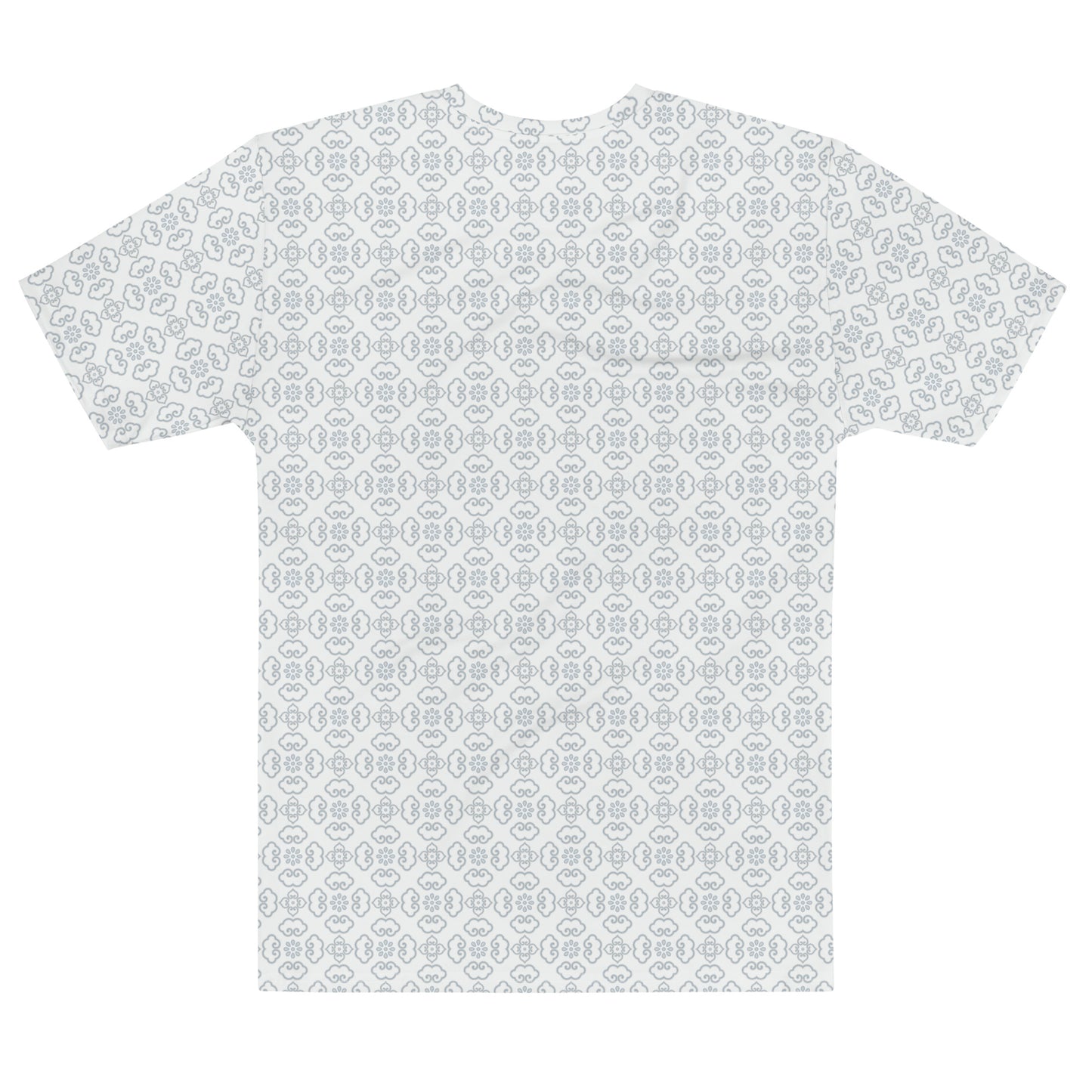 グレーの割付文様メンズTシャツの背面画像