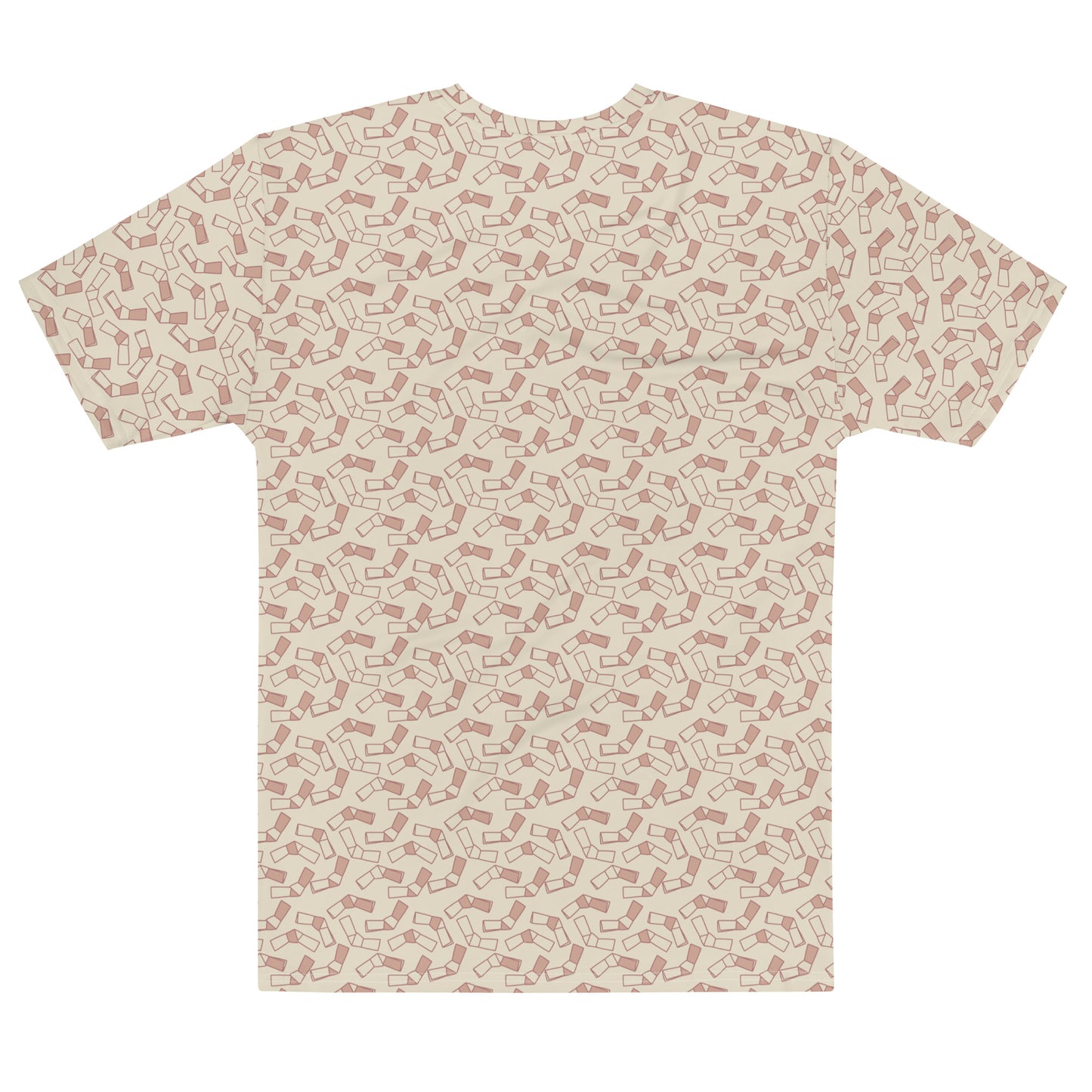 ベージュ色の結び文メンズTシャツの背面画像