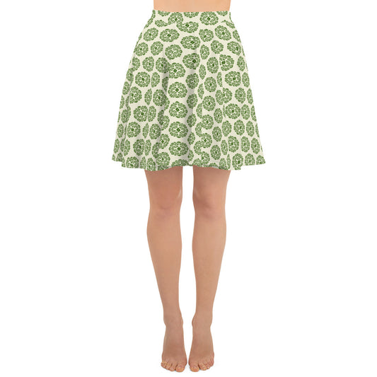 オリーブ色の天平文様のスケータースカートのイメージ画像(フロント)