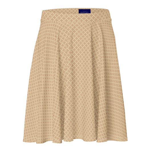 茶色の七宝繋ぎのスケータースカートの前面画像