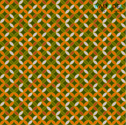  グリーンオレンジの七宝繋ぎ画像