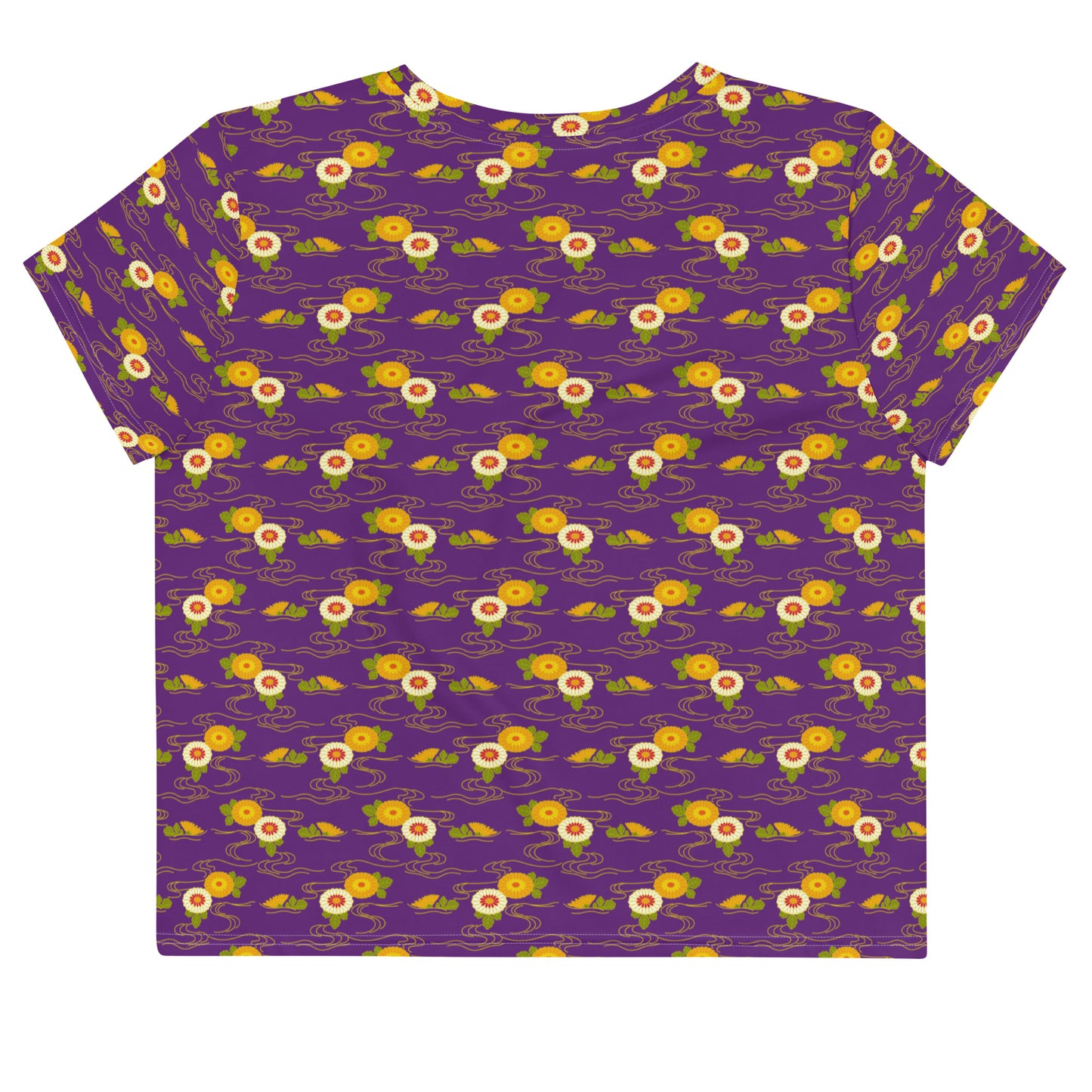 パープルの菊水文様レディースクロップTシャツの背面画像