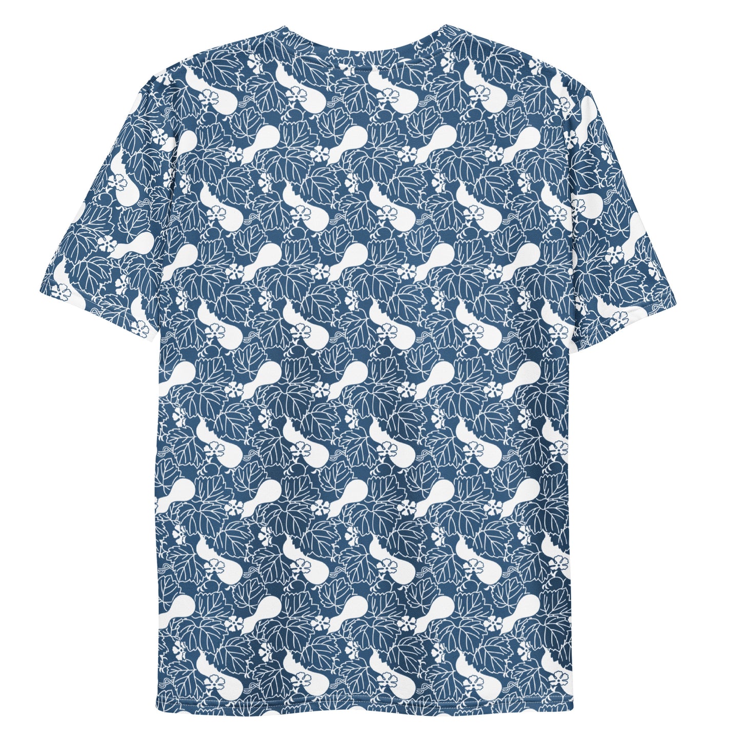 紺色の瓢箪文様メンズTシャツの背面画像