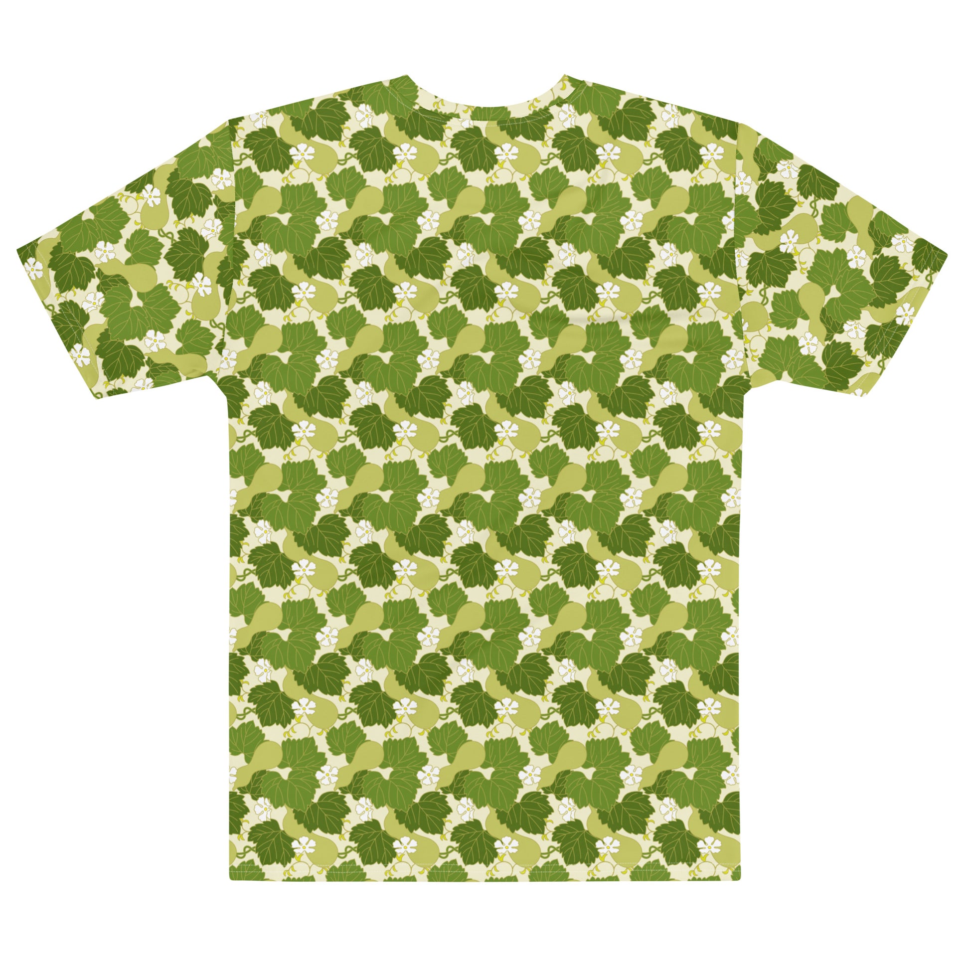 グリーンの瓢箪文様メンズTシャツの背面画像