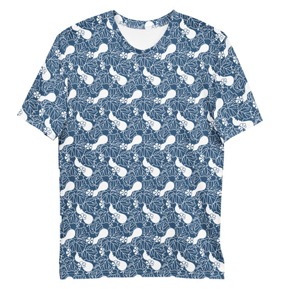紺色の瓢箪文様メンズTシャツの前面画像