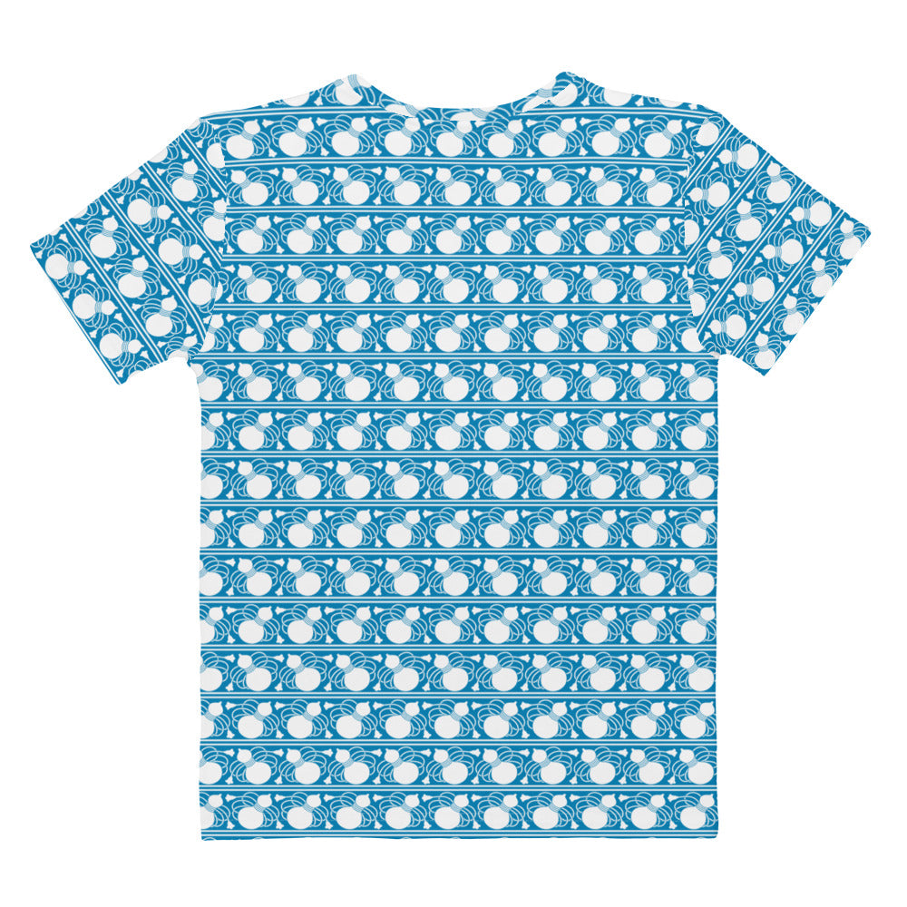 水色の瓢箪文様レディースTシャツの背面画像