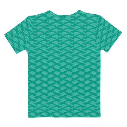 緑色の雲文様レディースTシャツの背面画像