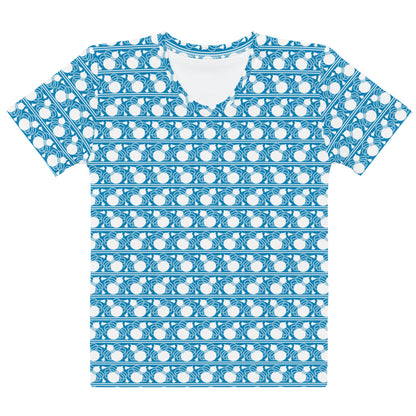 水色の瓢箪文様レディースTシャツの前面画像