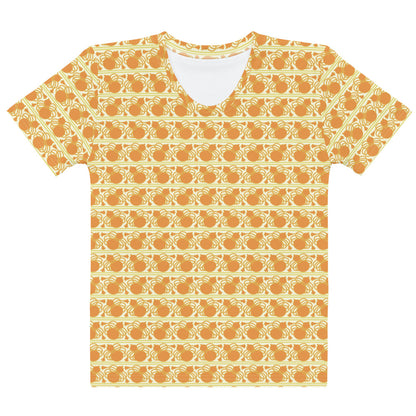 オレンジ色の瓢箪文様レディースTシャツの前面画像