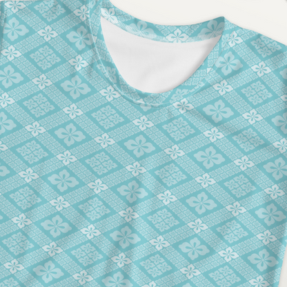 水色の幸菱文様レディースTシャツの接写画像