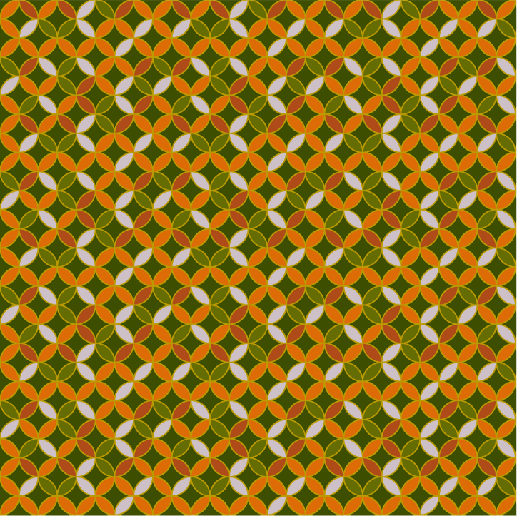 オレンジグリーンの七宝繋ぎ文様画像