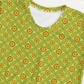黄緑色の七宝繋ぎ文様レディースTシャツの接写画像