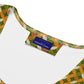 オレンジグリーンの七宝繋ぎ文様のレディースワンピースの背面画像