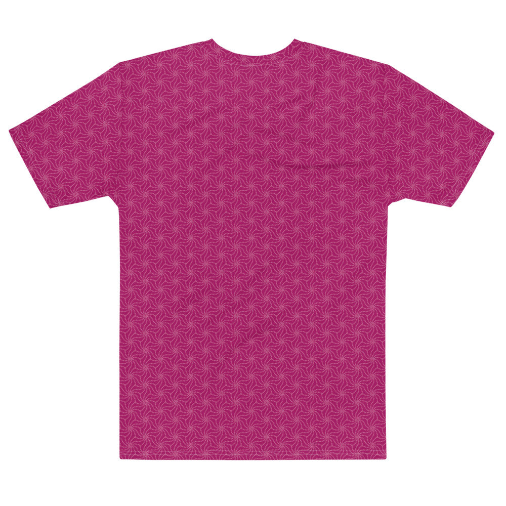 紫色のねじれ麻の葉文様メンズTシャツの背面画像