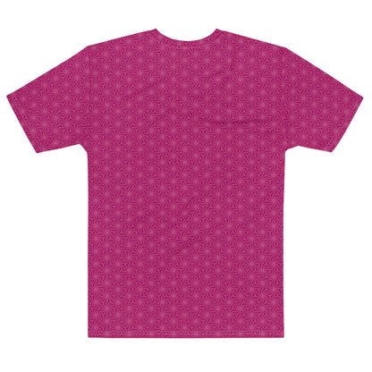 紫色のねじれ麻の葉文様メンズTシャツの背面画像