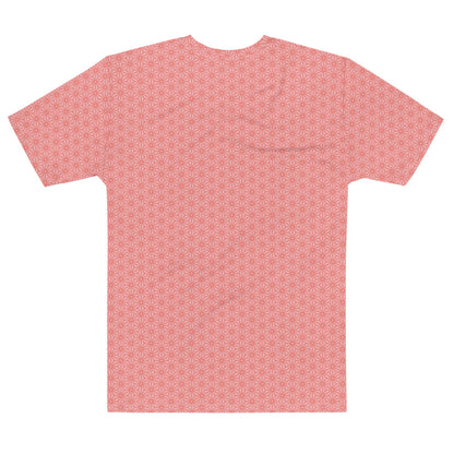 ピンク色の麻の葉文様メンズTシャツの背面画像