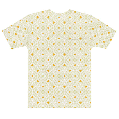 クリーム色の鳥襷文メンズTシャツの背面画像