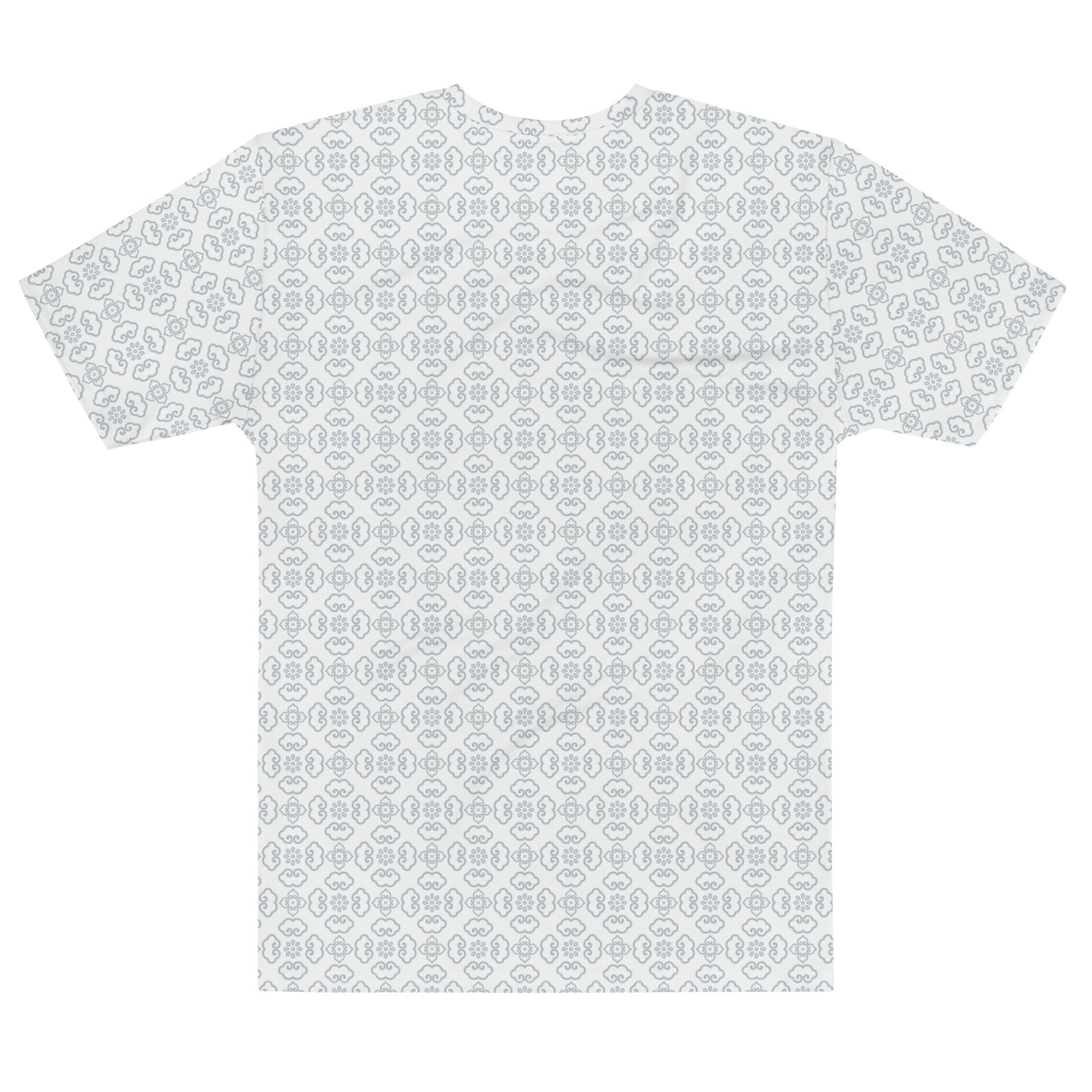 グレーの割付文様メンズTシャツの背面画像