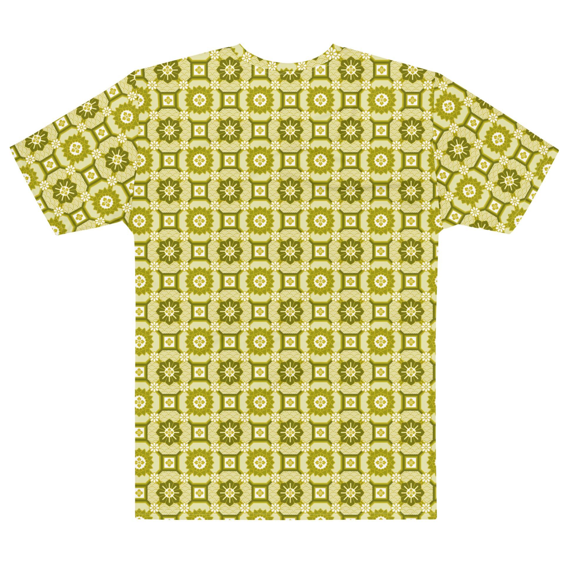黄色の蜀江文メンズTシャツの背面画像
