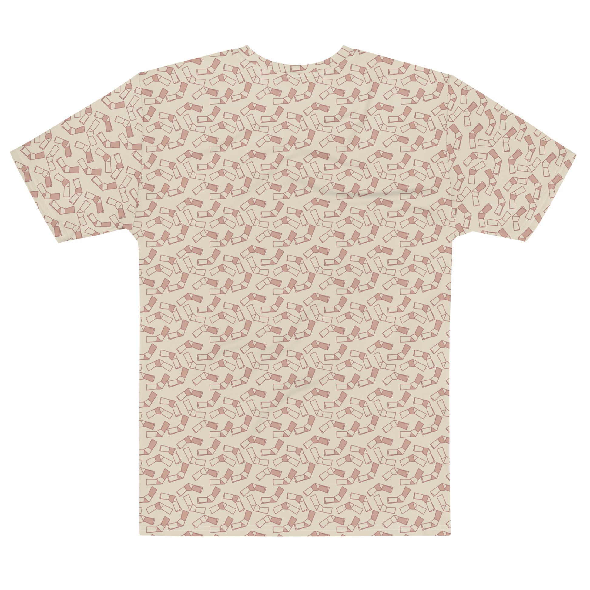 ベージュ色の結び文メンズTシャツの背面画像