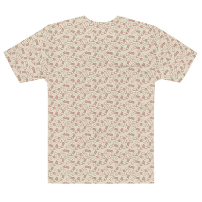 ベージュ色の結び文メンズTシャツの背面画像