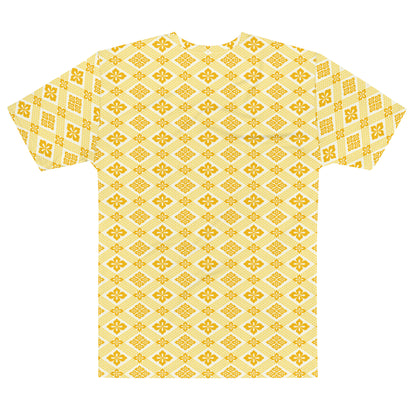 オレンジ色の幸菱文様メンズTシャツの背面画像