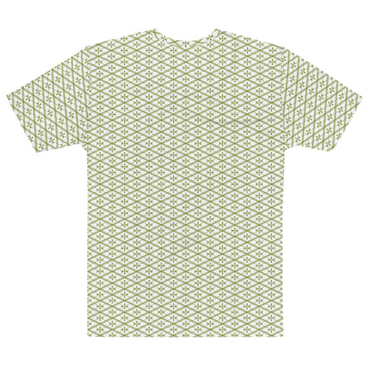オリーブ色の業平菱文様メンズTシャツの背面画像