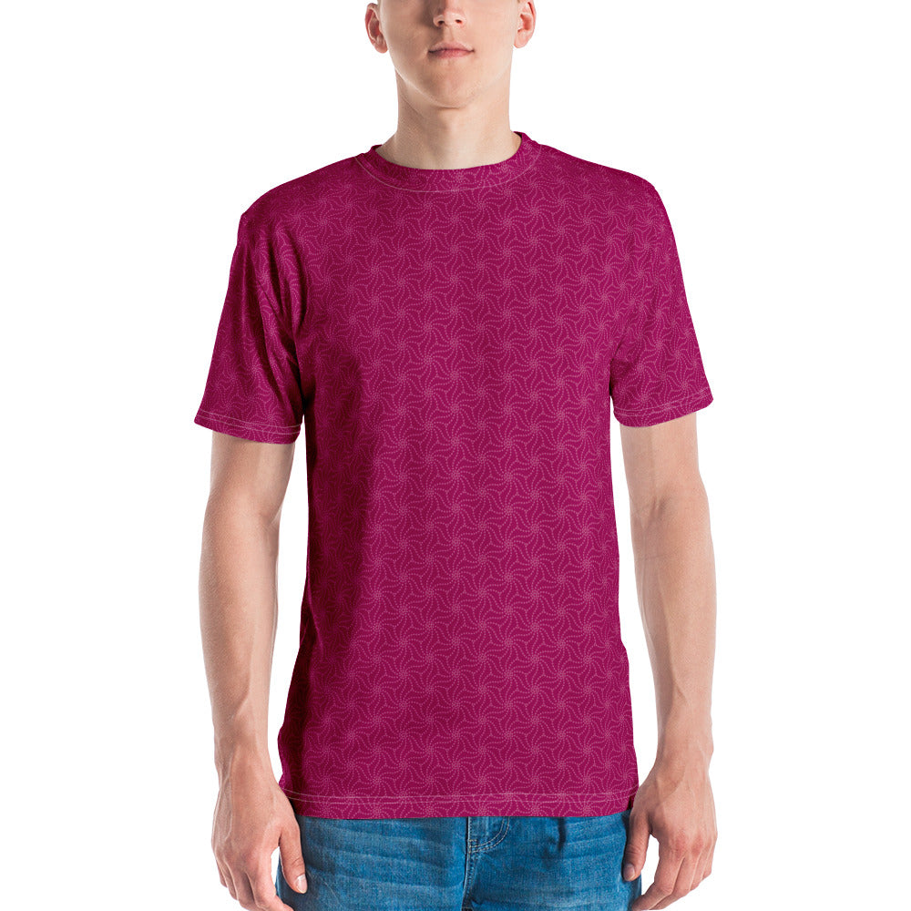 紫色のねじれ麻の葉文様メンズTシャツのコーディネート画像（フロント）