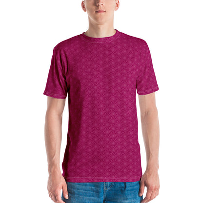 紫色のねじれ麻の葉文様メンズTシャツのコーディネート画像（フロント）