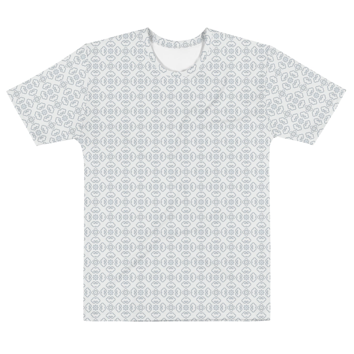グレーの割付文様メンズTシャツの前面画像