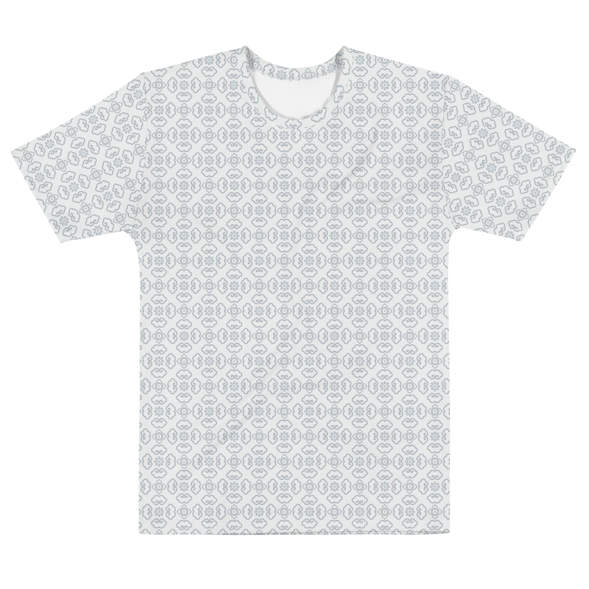 グレーの割付文様メンズTシャツの前面画像