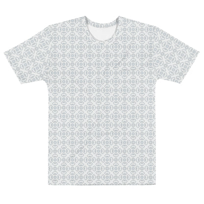 グレーの割付文様メンズTシャツの前面画像
