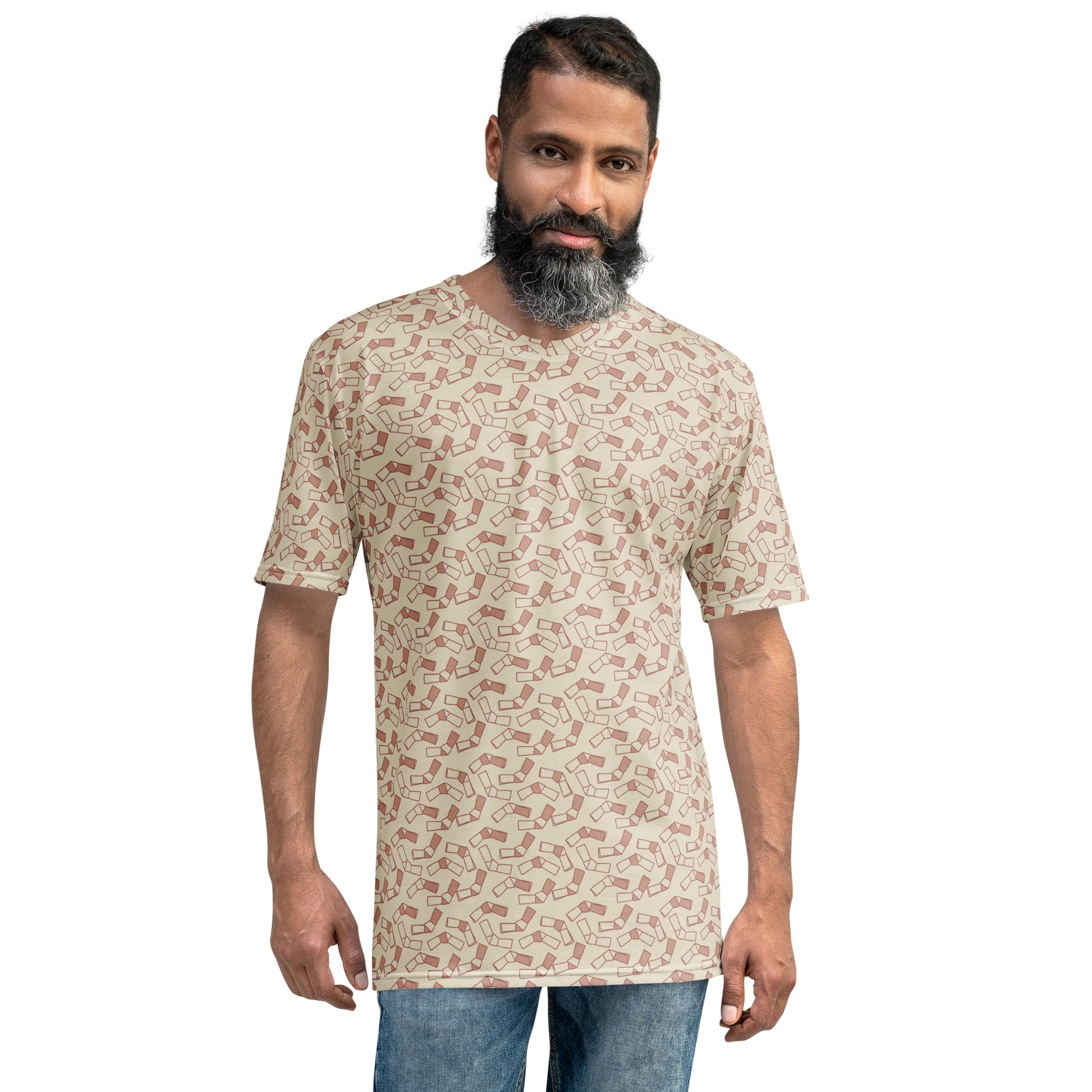 ベージュ色の結び文メンズTシャツのコーディネート画像（フロント）