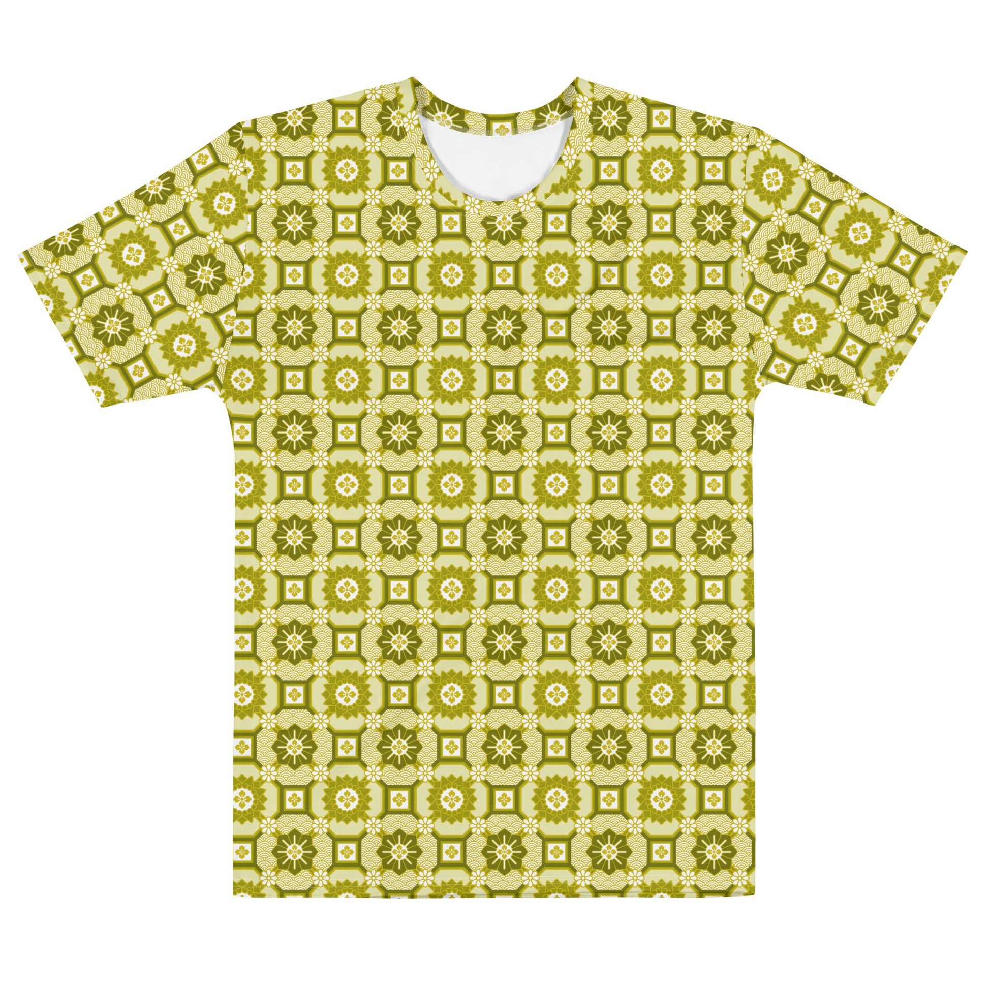 黄色の蜀江文メンズTシャツの前面画像