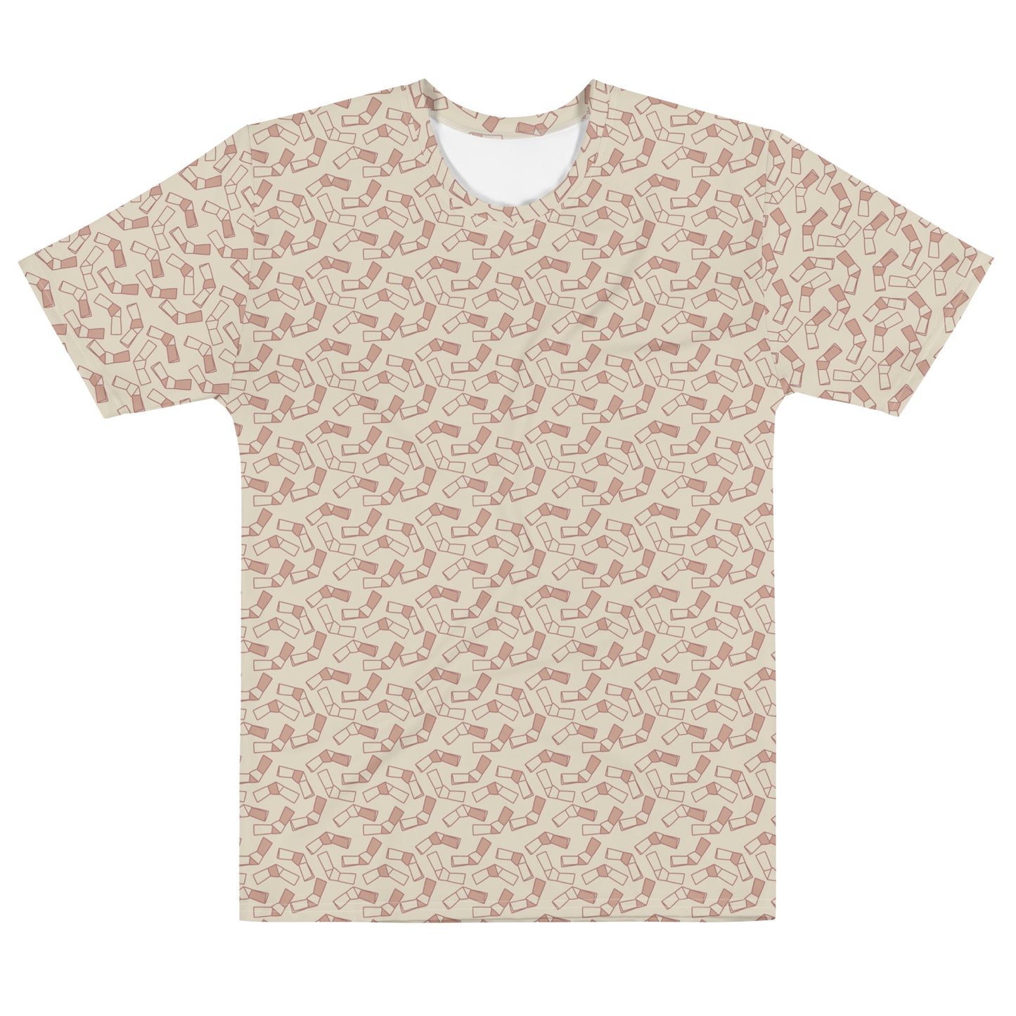 ベージュ色の結び文メンズTシャツの前面画像