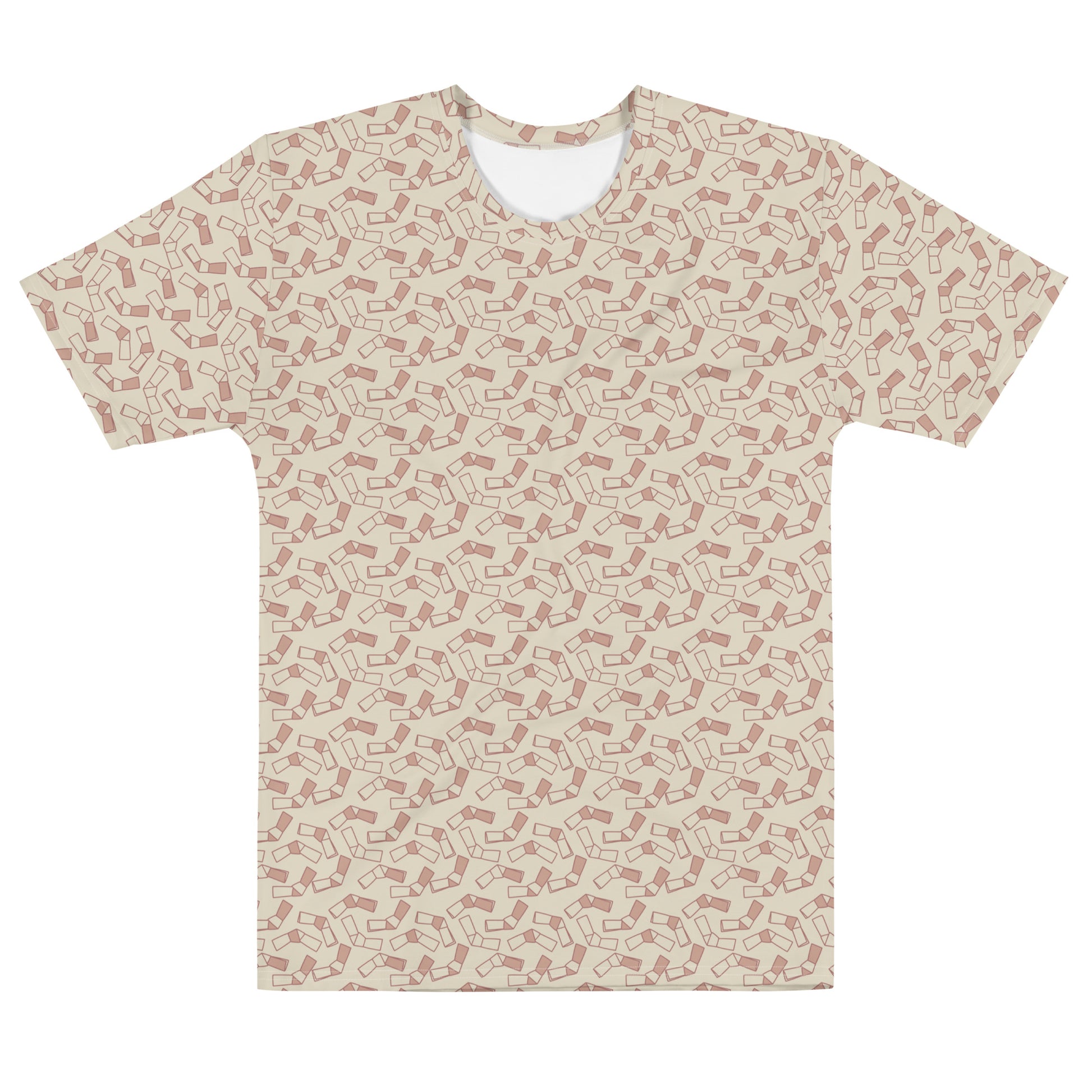 ベージュ色の結び文メンズTシャツの前面画像