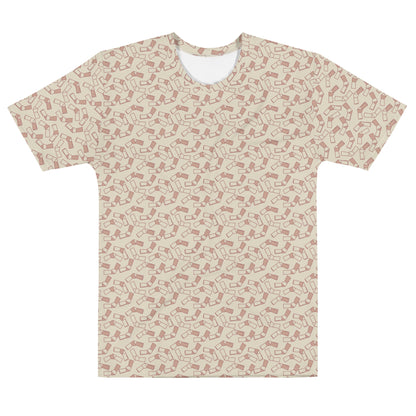 ベージュ色の結び文メンズTシャツの前面画像
