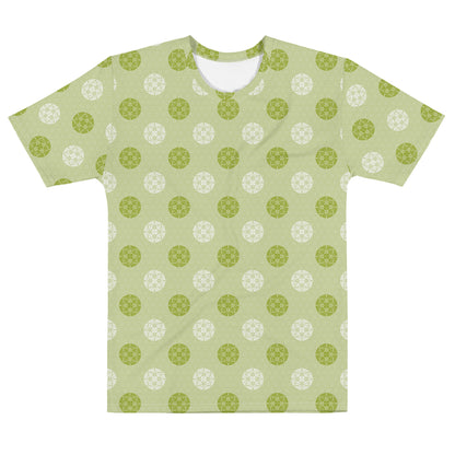 薄緑色の亀甲に八つ藤文様メンズTシャツの前面画像