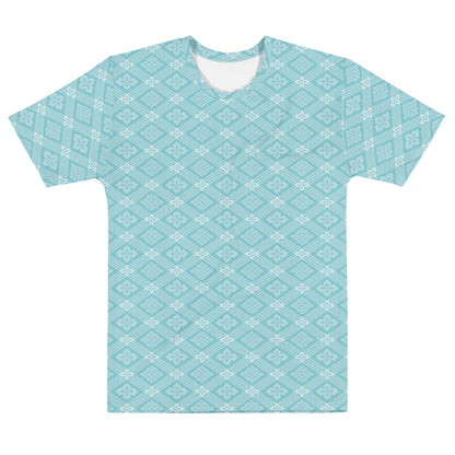 水色の幸菱文様メンズTシャツの前面画像
